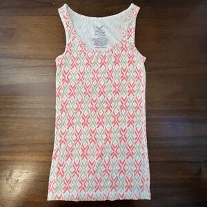 Pink White Preppy Tank Top Medium Ribbed Must Have Tank Summer Friends Y2K Beach